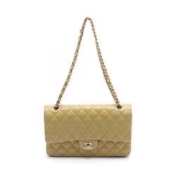 CHANEL Matelasse W-Flap Shoulder Bag Caviar Skin (Grained Calf) Women's Brown A01112