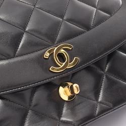 CHANEL Matelasse Diana Flap Shoulder Bag, Lambskin, Women's, Black, A01165