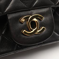 CHANEL Matelasse Double Flap Shoulder Bag, Lambskin, Women's, Black, A01112