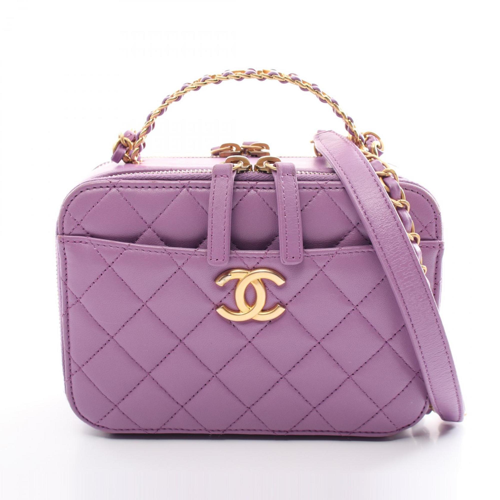 CHANEL Matelasse Handbag Bag Lambskin (Sheepskin) Women's Purple AS3222