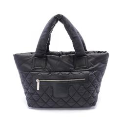 CHANEL Coco Cocoon Small Tote Bag Nylon Leather Women's Black 8610