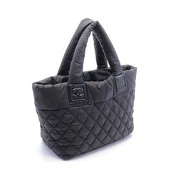 CHANEL Coco Cocoon Small Tote Bag Nylon Leather Women's Black 8610