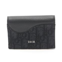 Christian Dior Dior Business Card Holder/Card Case Canvas Leather Men's Black