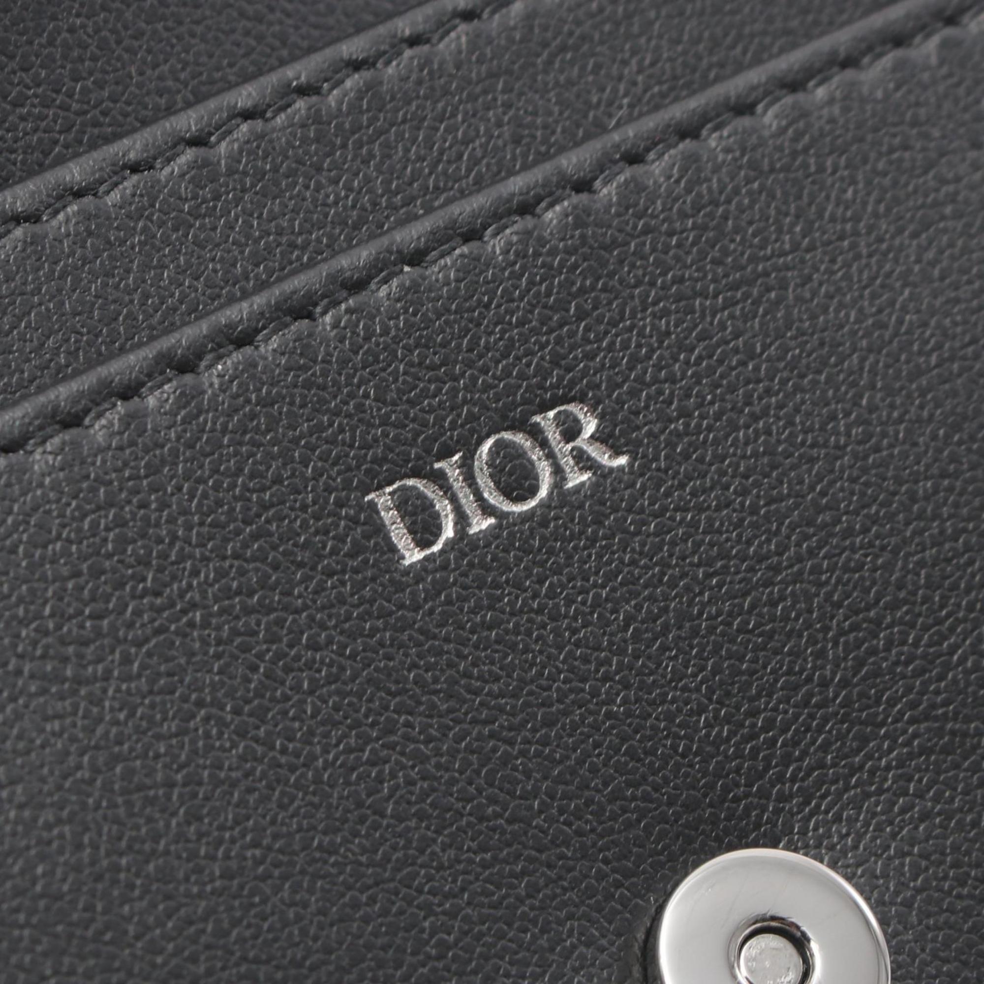 Christian Dior Dior Business Card Holder/Card Case Canvas Leather Men's Black