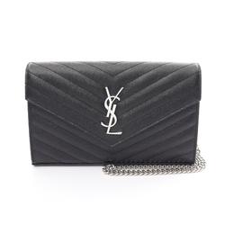 Saint Laurent Cassandra Classic Shoulder Bag Leather Women's Black 377828BOW021000