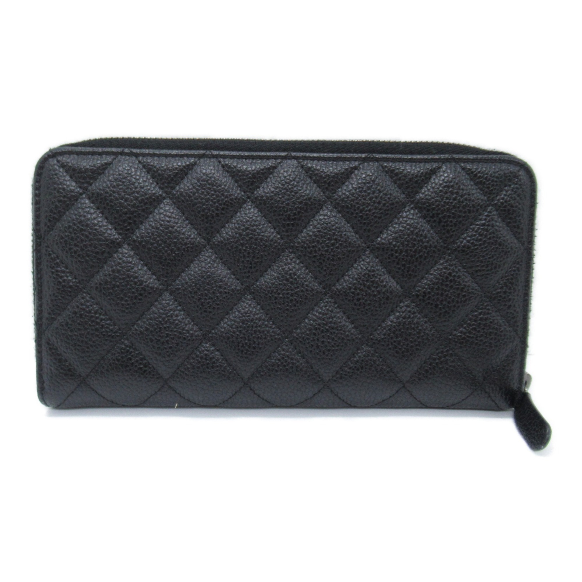 CHANEL Round Long Wallet Caviar Skin (Grained Calf) Women's Black