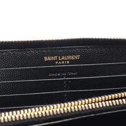 Saint Laurent YSL Round Long Wallet Leather Women's Black 358094BOW011000