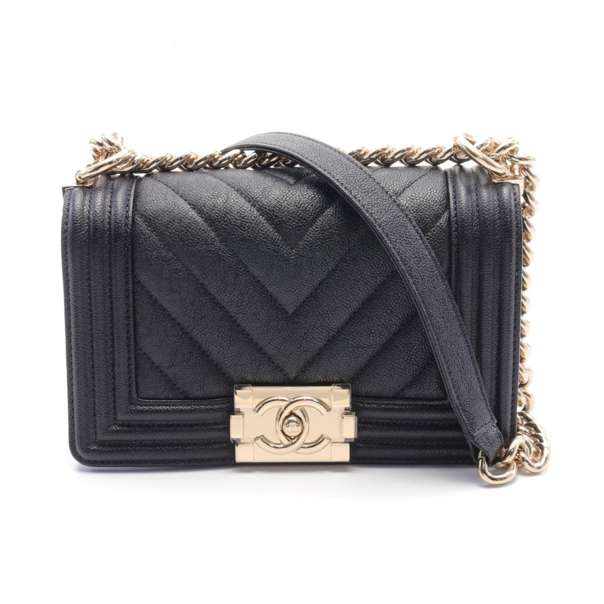 CHANEL Boy Chanel Small Chevron V-Stitch Shoulder Bag Caviar Skin (Grained Calf) Women's Black A67085