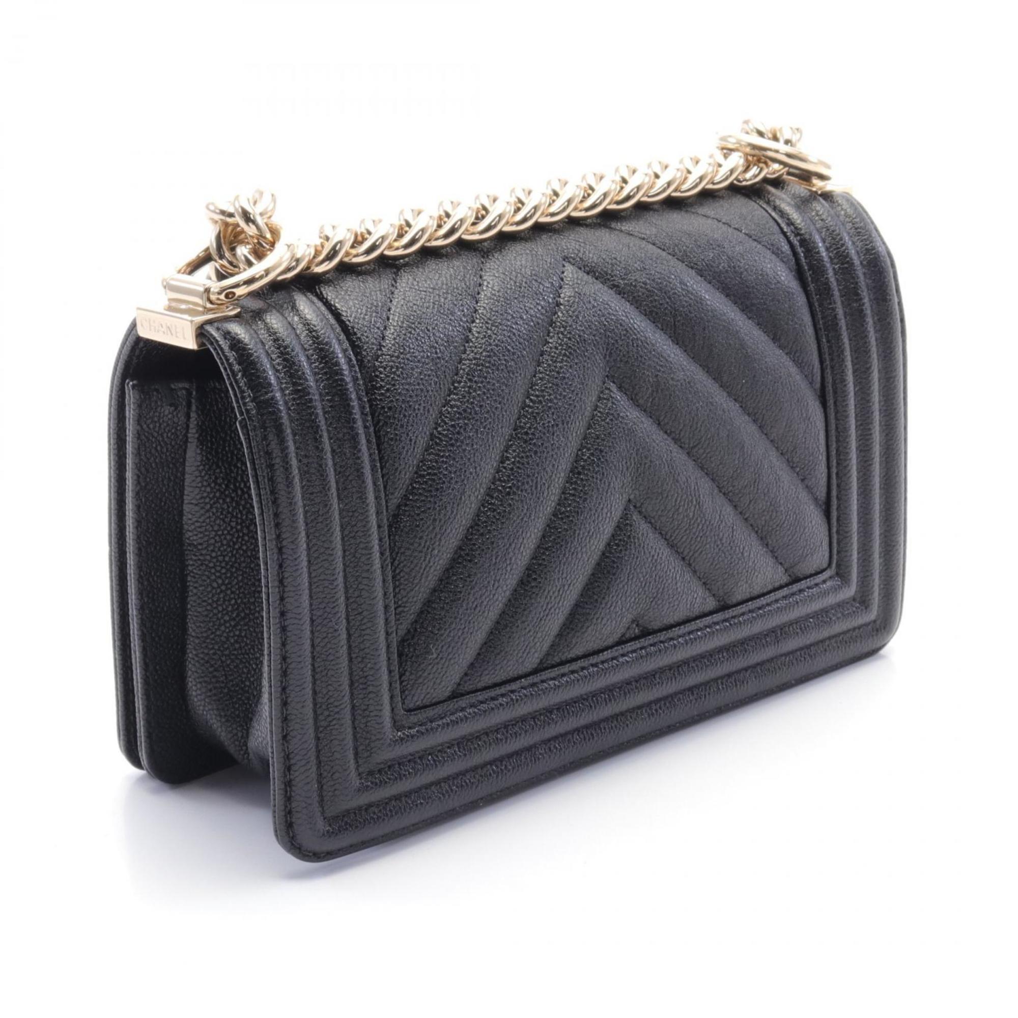 CHANEL Boy Chanel Small Chevron V-Stitch Shoulder Bag Caviar Skin (Grained Calf) Women's Black A67085