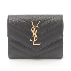 Saint Laurent SAINT LAURENT Monogram Tri-fold Wallet Leather Women's Black 403943BOW011000