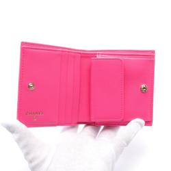 CHANEL Matelasse Classic Small Wallet Bi-fold Caviar Skin (Grained Calfskin) Women's Pink AP3178