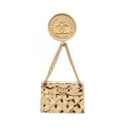 CHANEL Matelasse Chain Bag Brooch GP (Gold Plated) Women's Gold