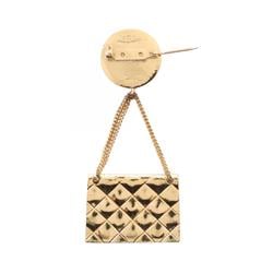 CHANEL Matelasse Chain Bag Brooch GP (Gold Plated) Women's Gold