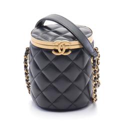 CHANEL Matelasse Shoulder Bag, Lambskin, Women's, Black, AS2640