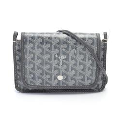 GOYARD Plume Pouch Wallet Shoulder Bag Coated Canvas Leather Women's Gray White