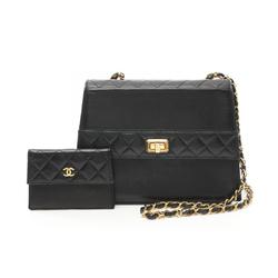 CHANEL Matelasse Shoulder Bag, Lambskin, Women's, Black