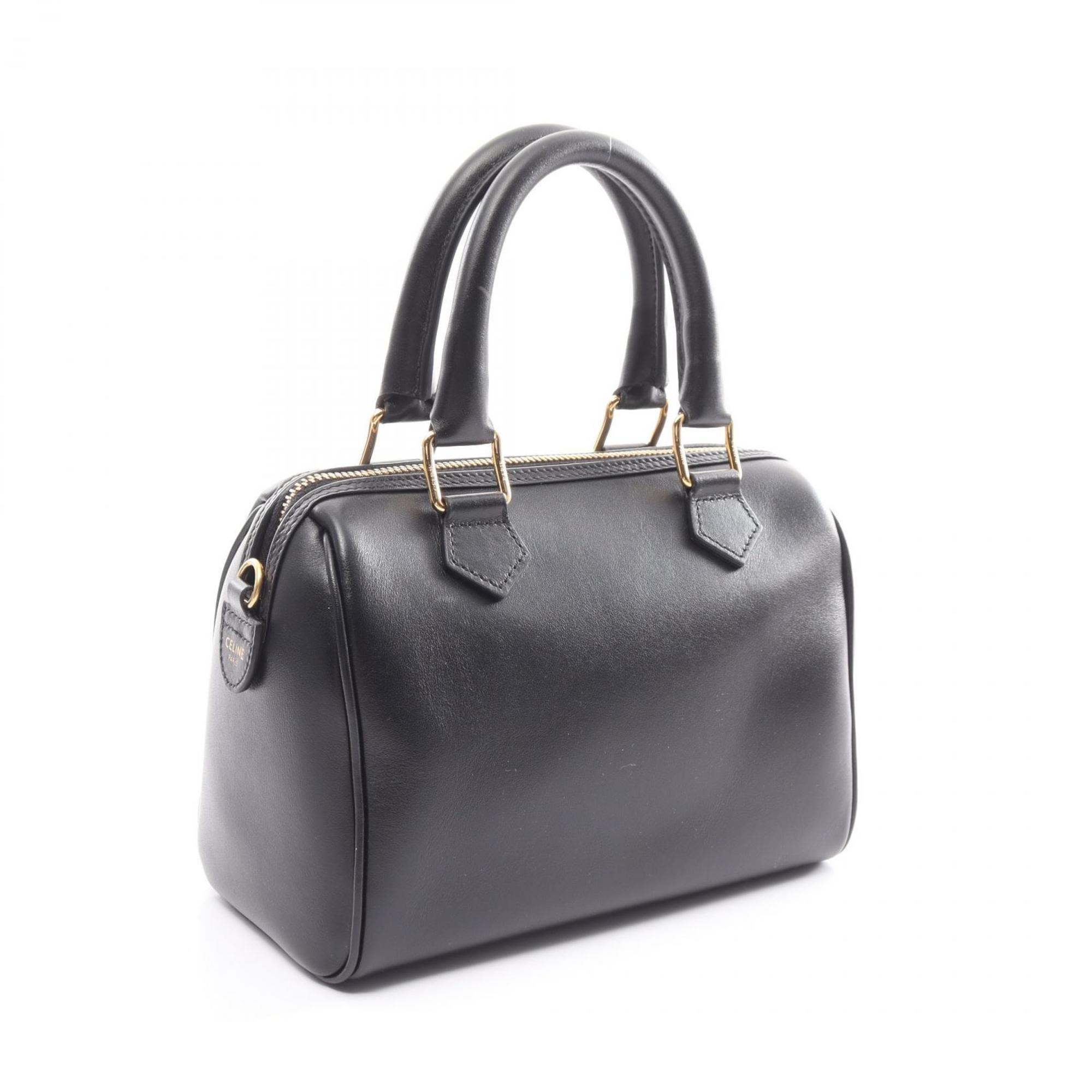 CELINE Small Boston Cuir Triomphe Handbag Bag Leather Women's Black 113773