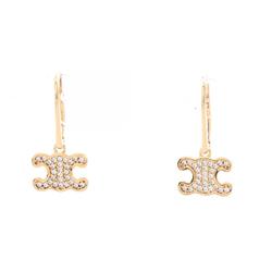 CELINE Triomphe Earrings GP (Gold Plated) Rhinestones Women's Gold Clear 460GC6BZI35OR