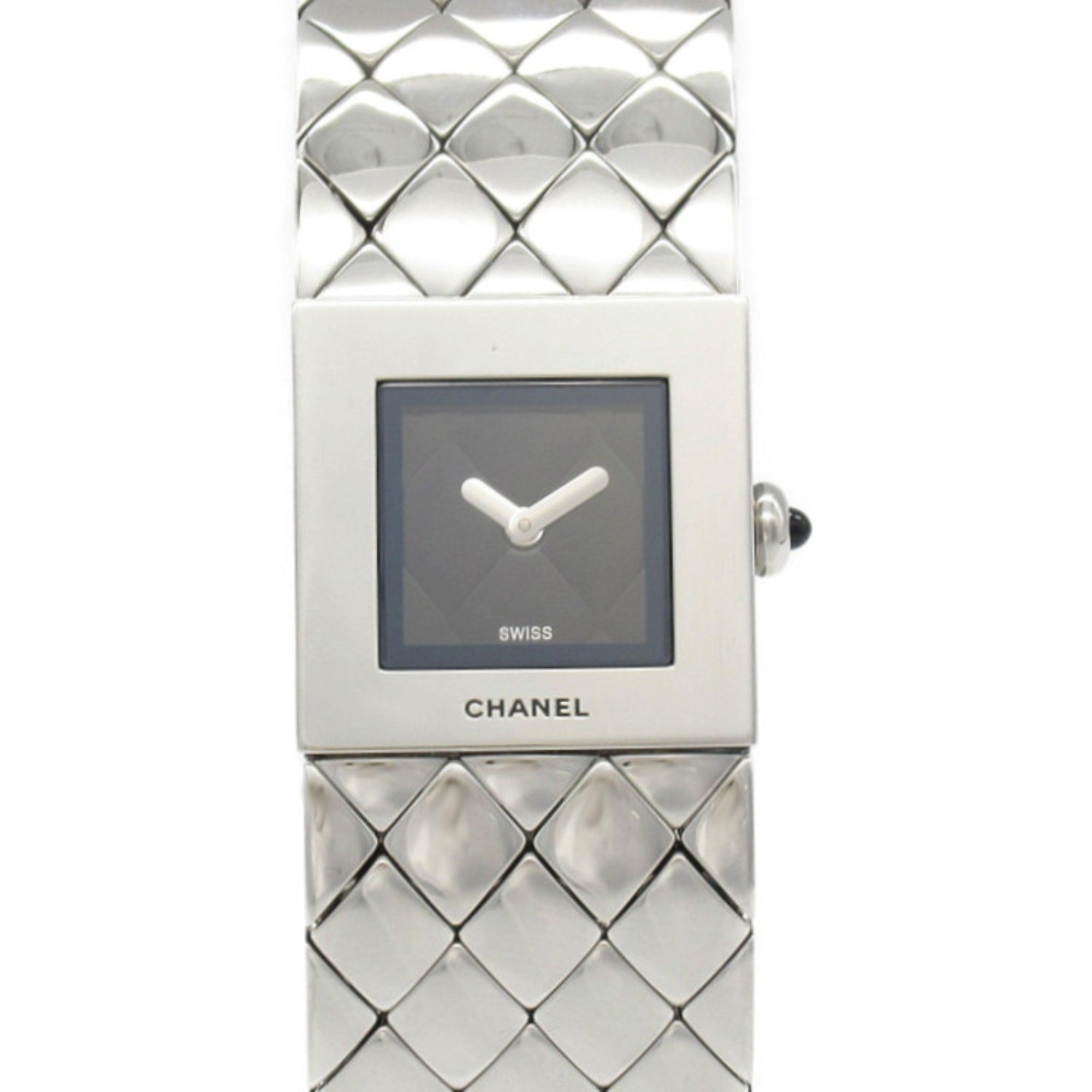 CHANEL Matelasse Watch Stainless Steel Ladies Black H0009