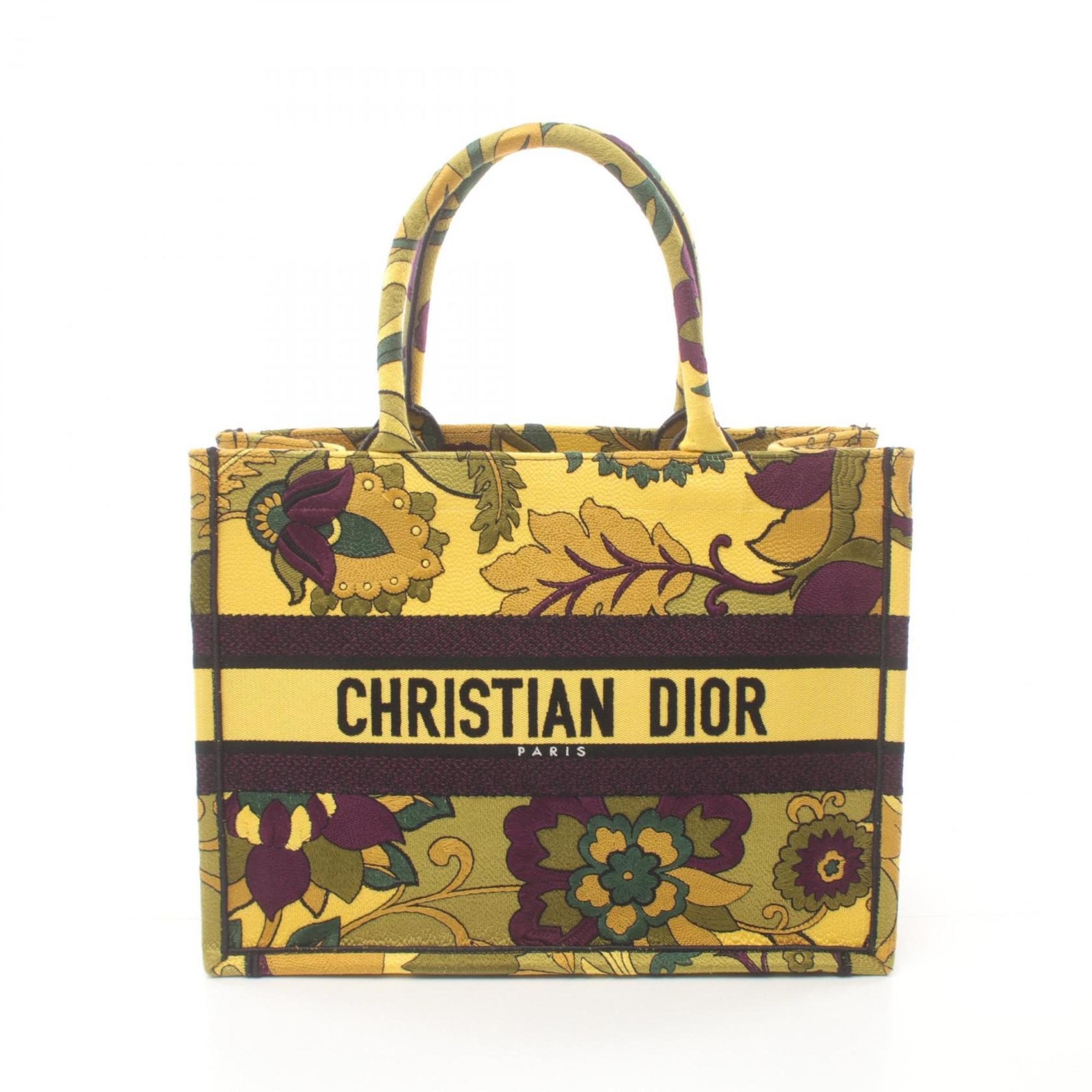 Christian Dior Dior BO TOTE Book Tote Medium Bag Canvas Women's Yellow Multicolor