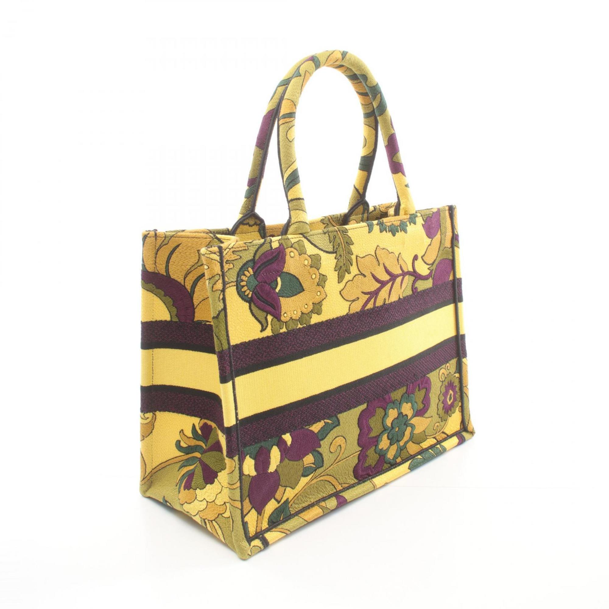 Christian Dior Dior BO TOTE Book Tote Medium Bag Canvas Women's Yellow Multicolor