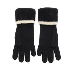 CHANEL Coco Mark Gloves Clothing Wool Silk Cashmere Women's Black Ivory