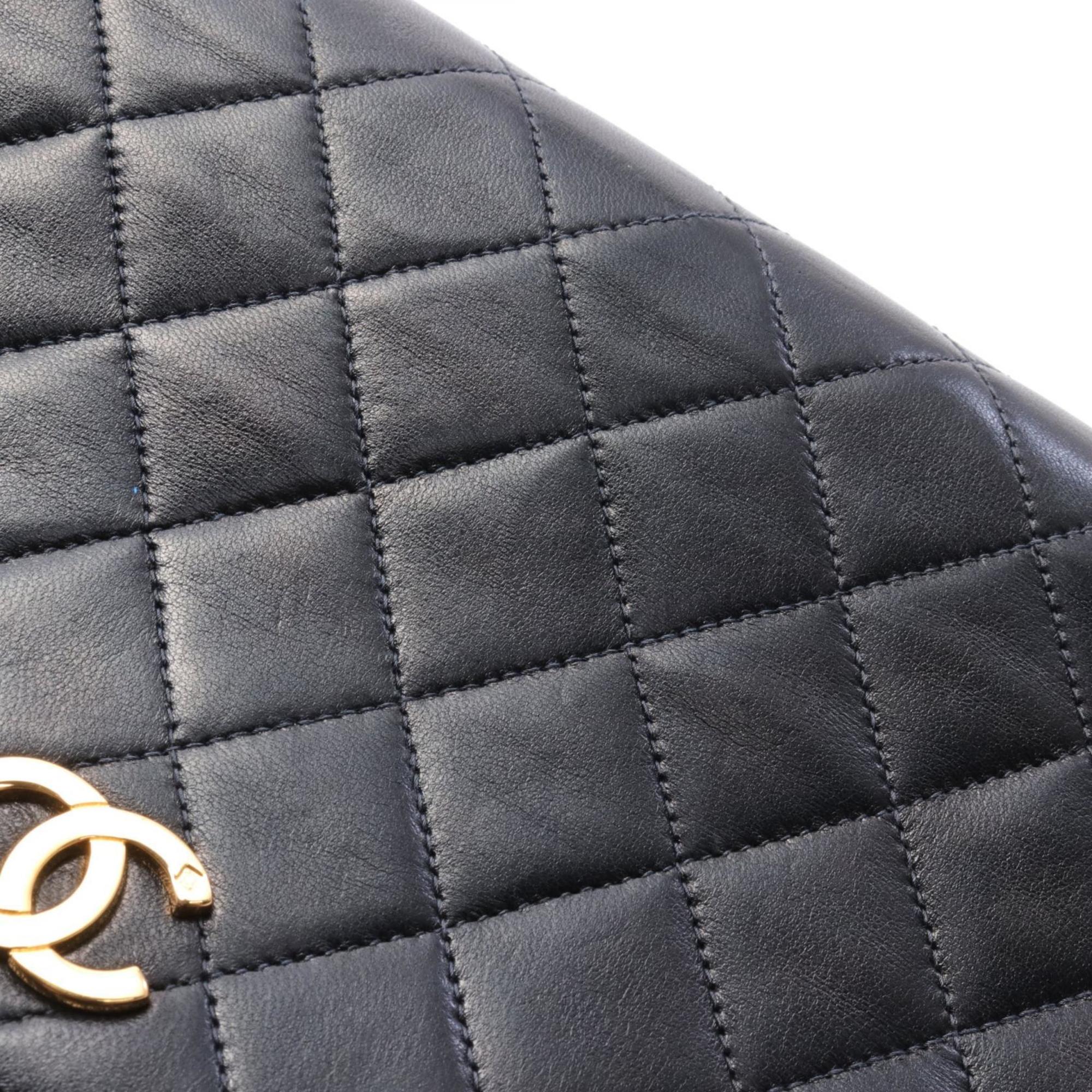 CHANEL Matelasse Full Flap Shoulder Bag, Lambskin, Women's, Black, A03568