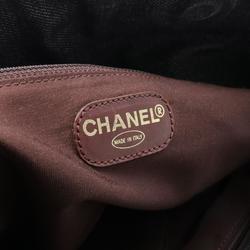 CHANEL Coco Mark Tote Bag Denim Leather Women's Black Brown