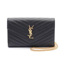 Saint Laurent Monogram Shoulder Bag Leather Women's Black 377828BOW011000