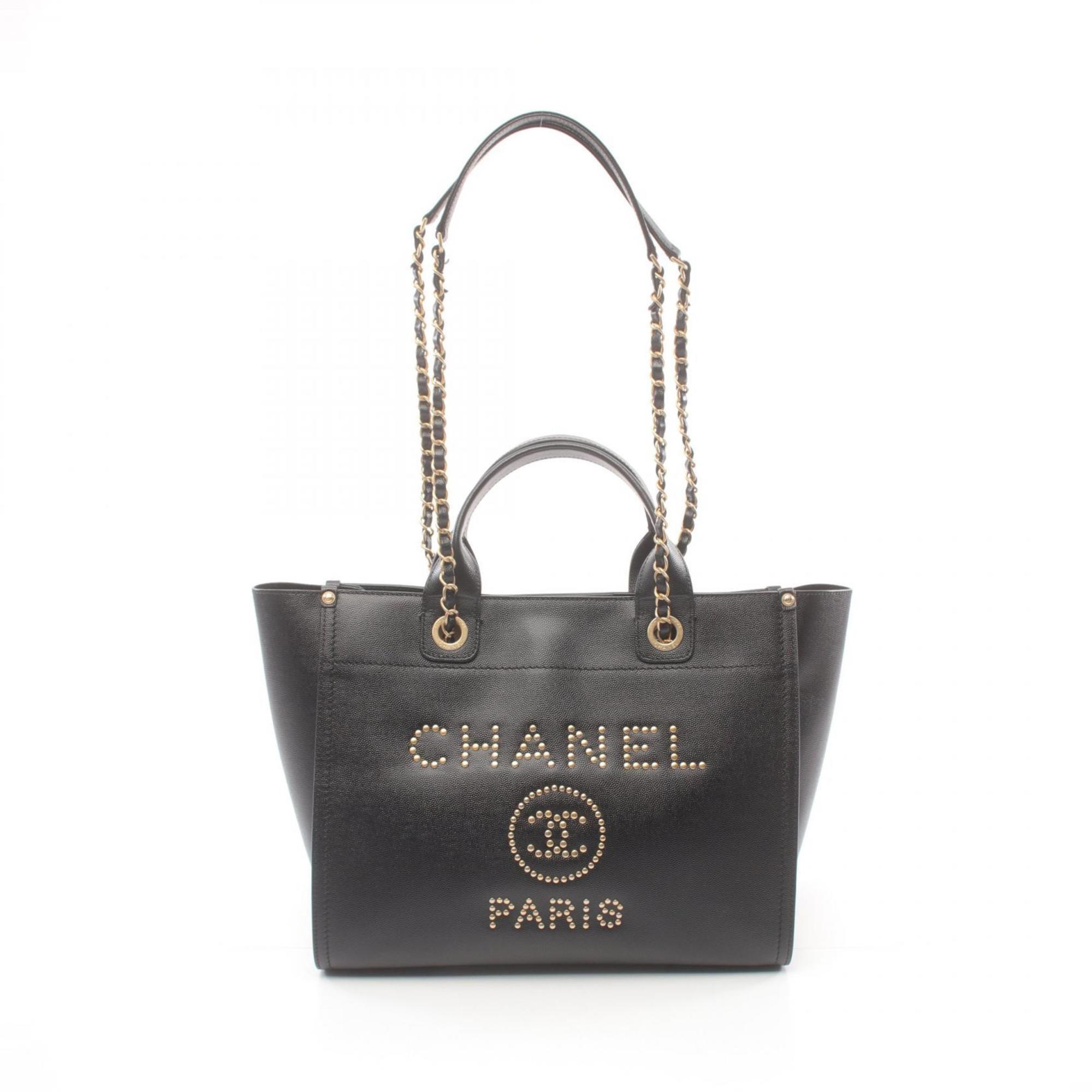 CHANEL Deauville Tote Bag, Caviar Skin (Grained Calfskin), Women's, Black