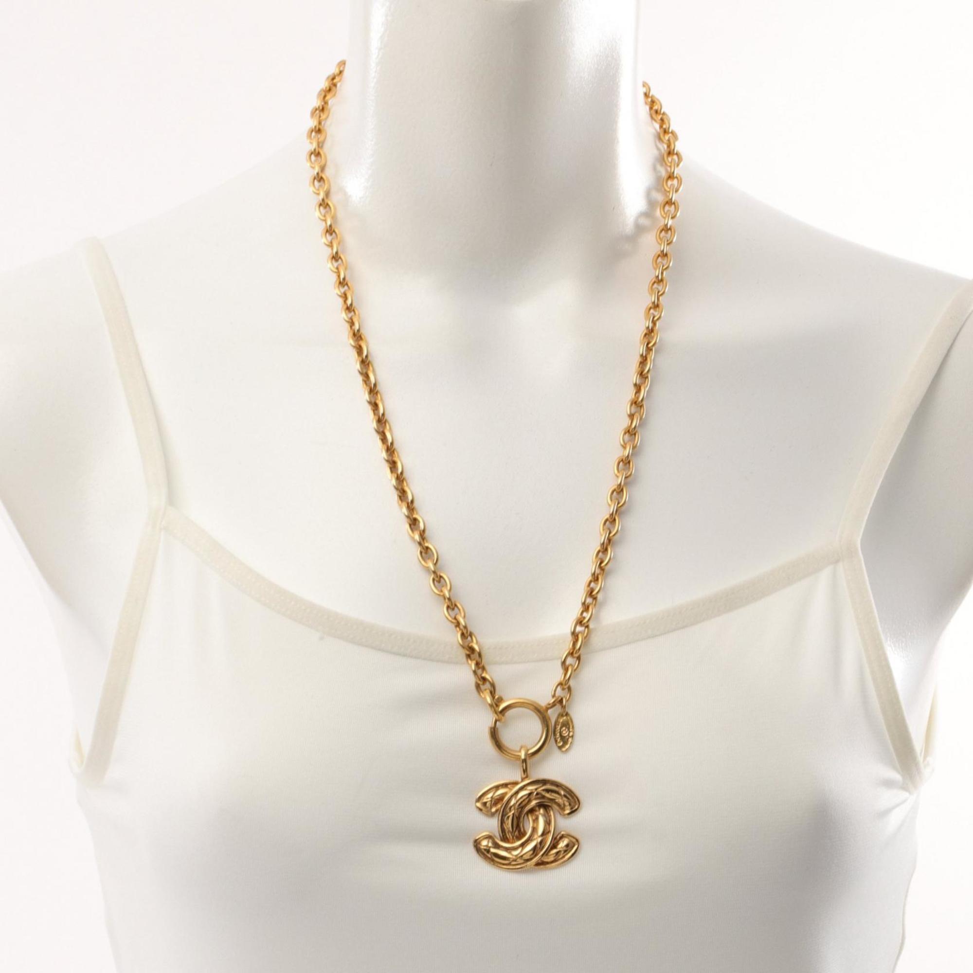 CHANEL Coco Mark Necklace GP (Gold Plated) Women's Gold