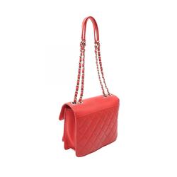 CHANEL Matelasse Half Coco Shoulder Bag Leather Women's Red