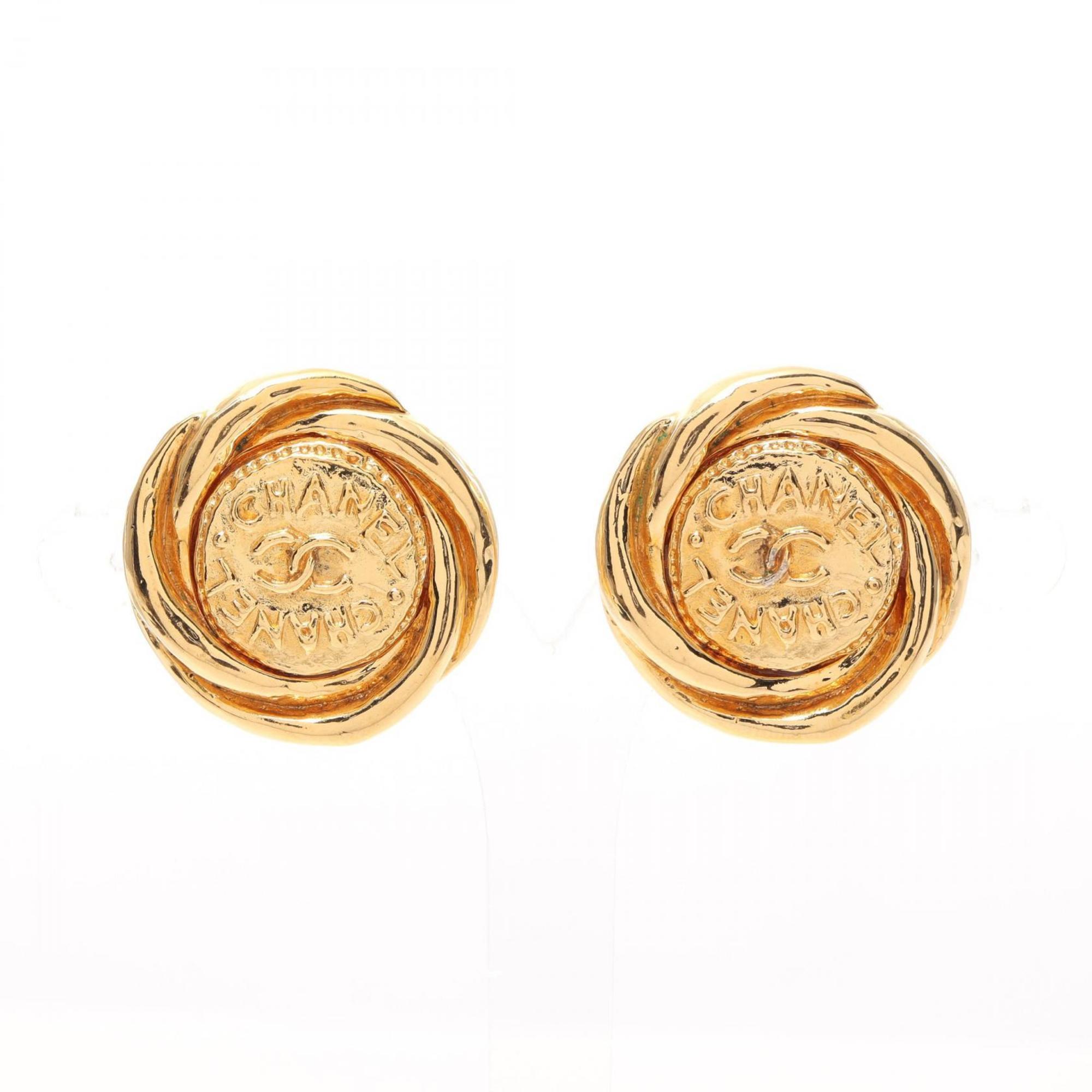 CHANEL Coco Mark Earrings GP (Gold Plated) Women's Gold 93P