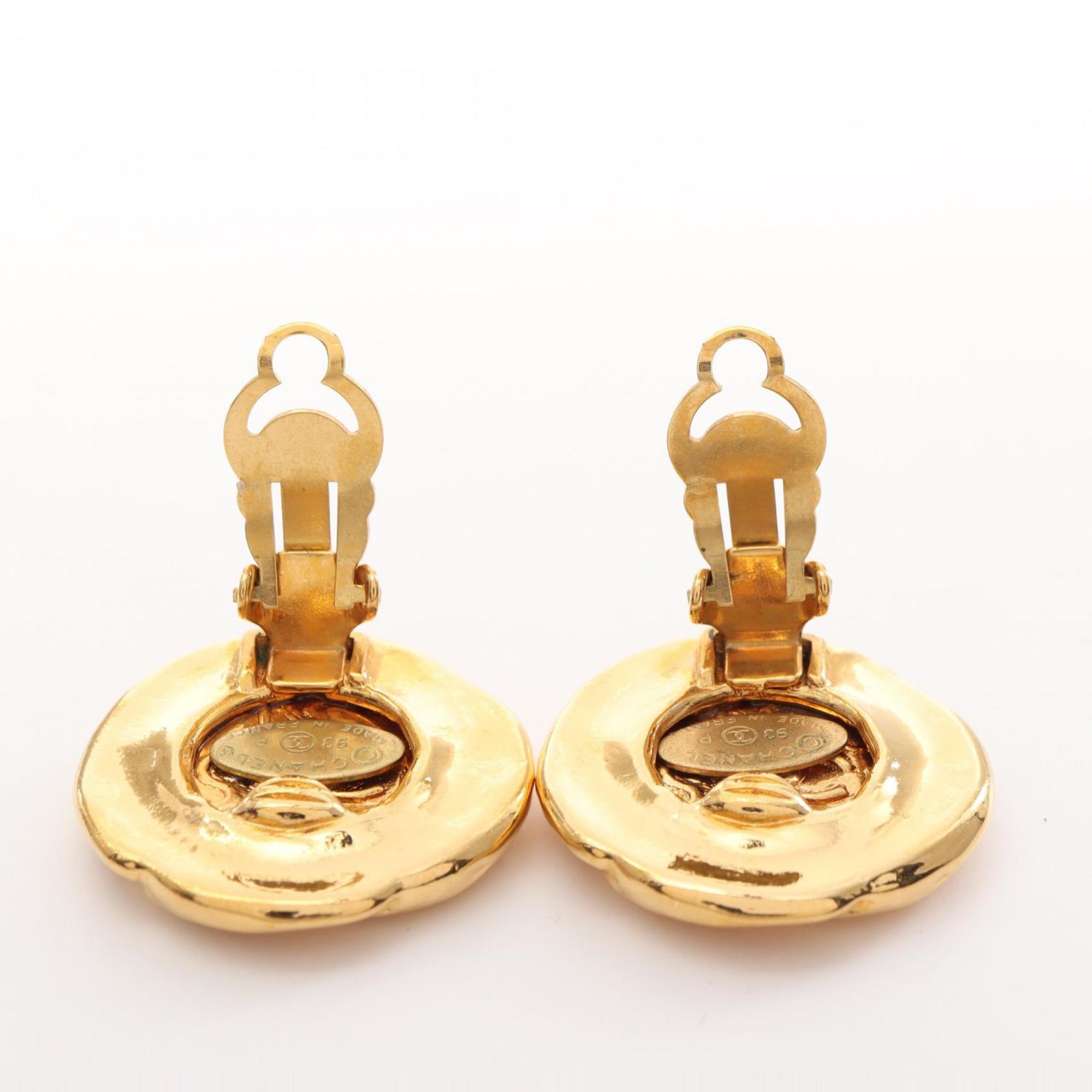 CHANEL Coco Mark Earrings GP (Gold Plated) Women's Gold 93P