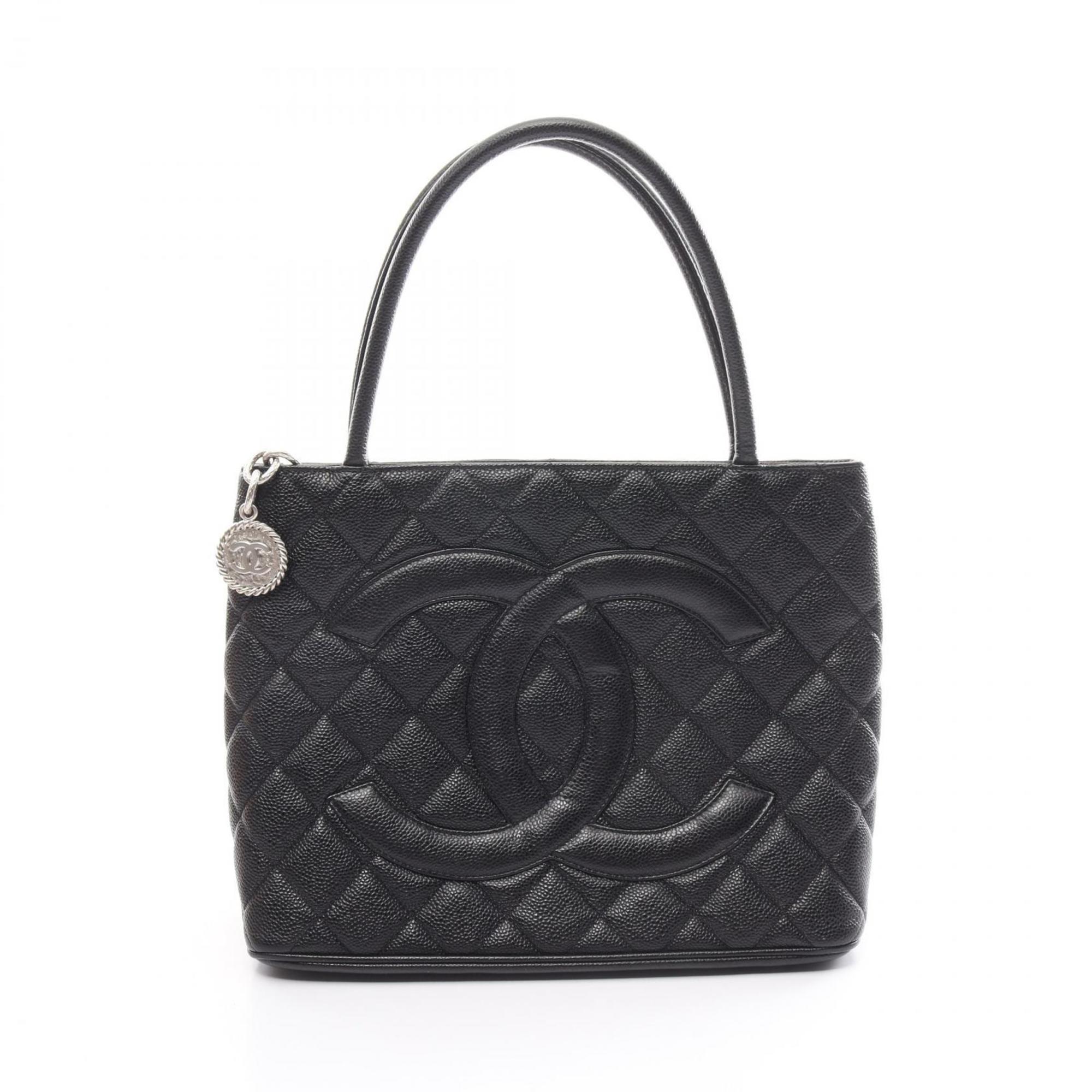 CHANEL Reprint Tote Bag, Caviar Skin (Grained Calf), Women's, Black, A01804