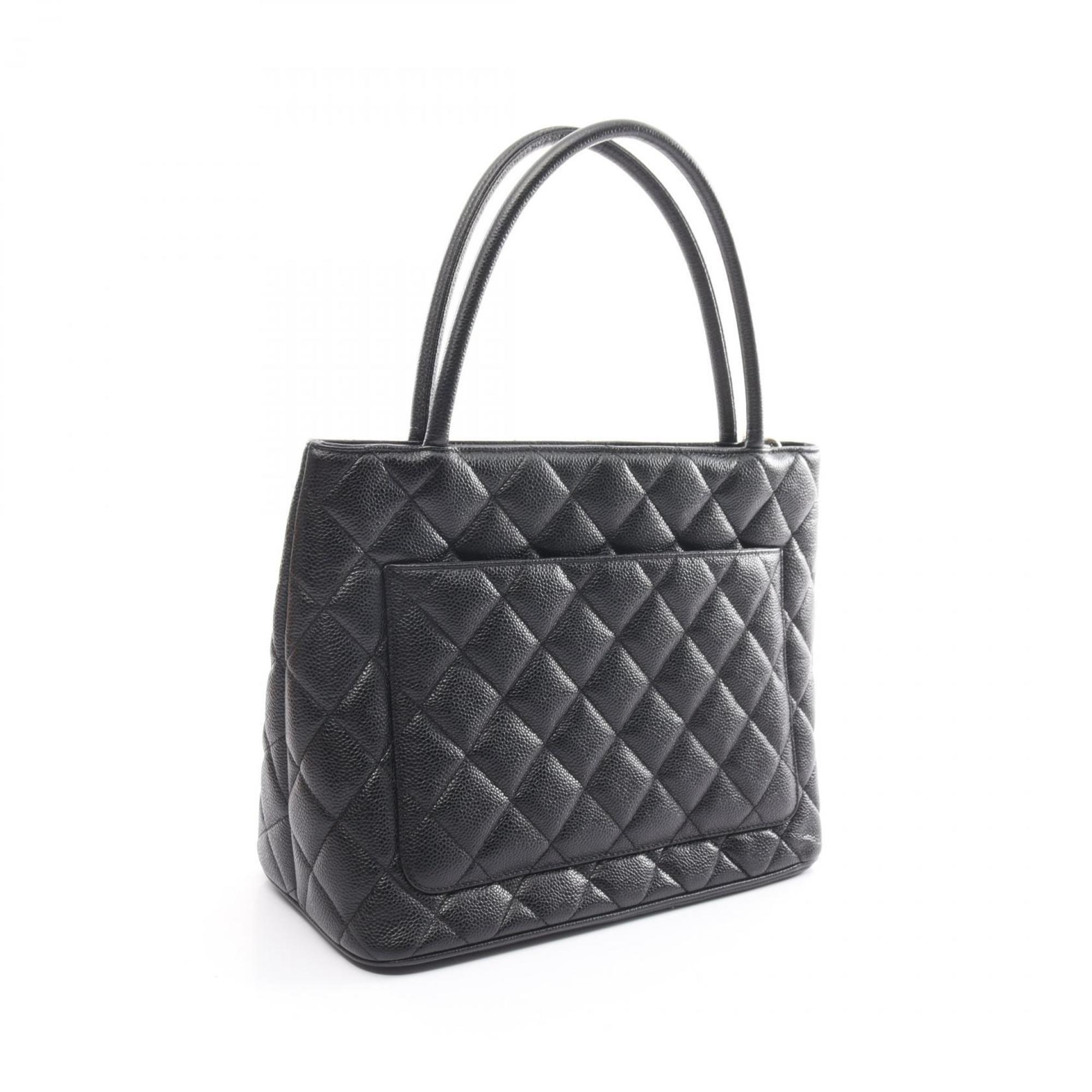 CHANEL Reprint Tote Bag, Caviar Skin (Grained Calf), Women's, Black, A01804