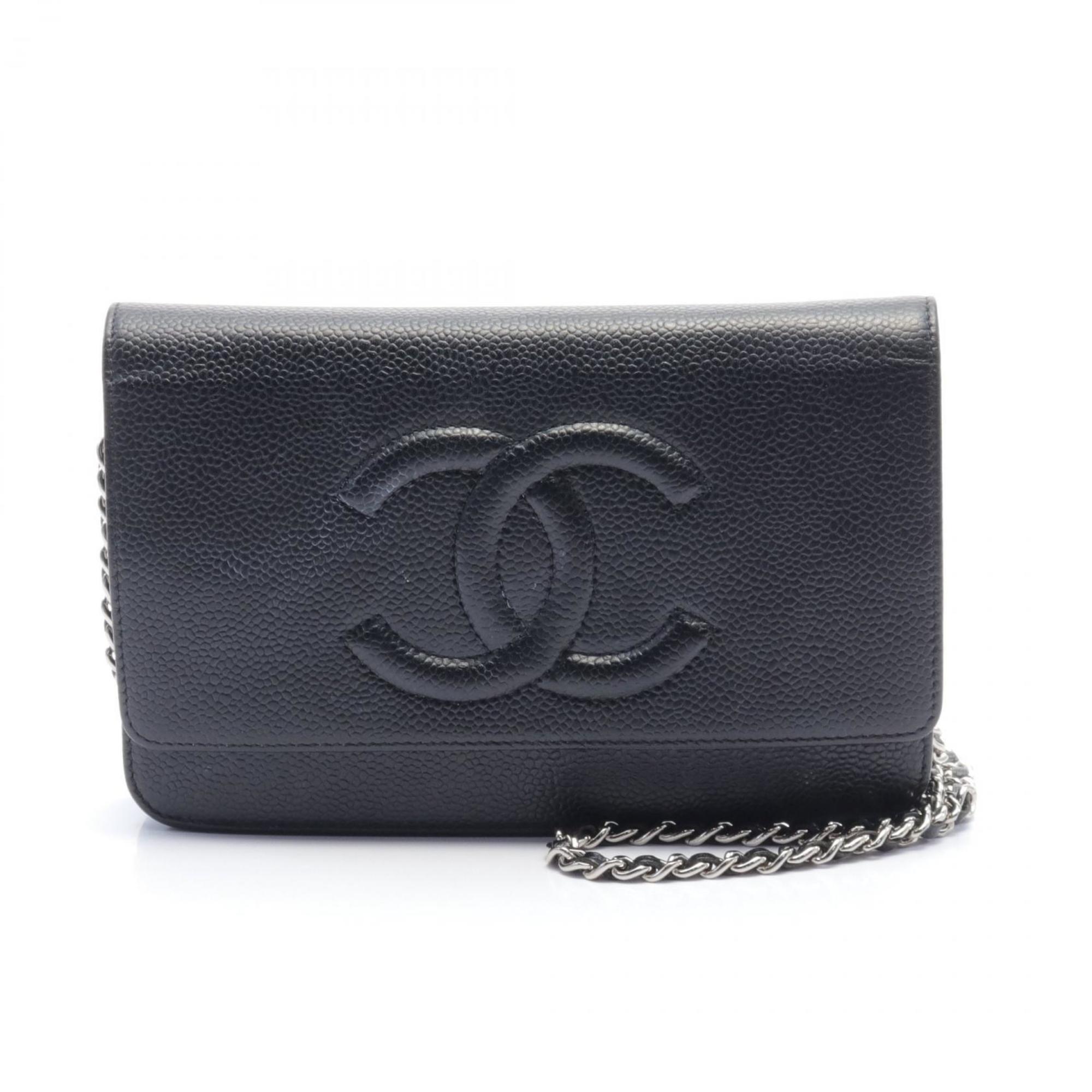 CHANEL Coco Mark Shoulder Bag, Caviar Skin, Women's, Black