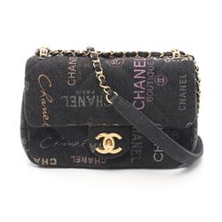 CHANEL Matelasse Shoulder Bag Denim Women's Black Multicolor