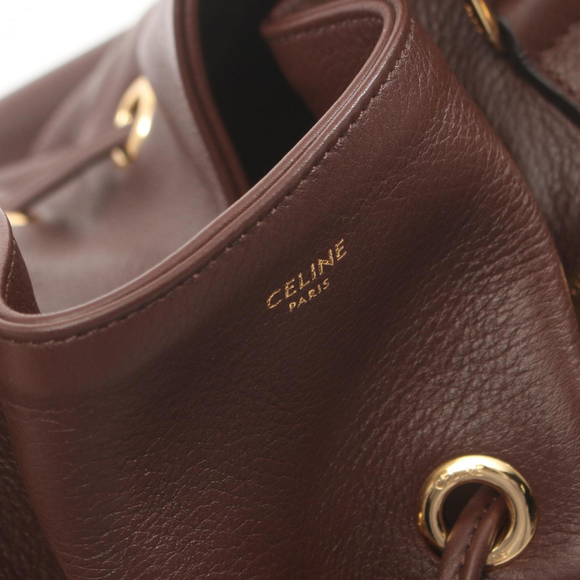 CELINE Medium Abbey Tote Bag Leather Women's Brown 114393FC518CH