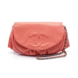 CHANEL Half Moon Coco Mark Shoulder Bag Caviar Skin Women's Pink 0033