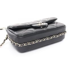 CHANEL Matelasse Small Flap Shoulder Bag, Lambskin, Women's, Black, AS4136