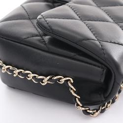 CHANEL Matelasse Small Flap Shoulder Bag, Lambskin, Women's, Black, AS4136