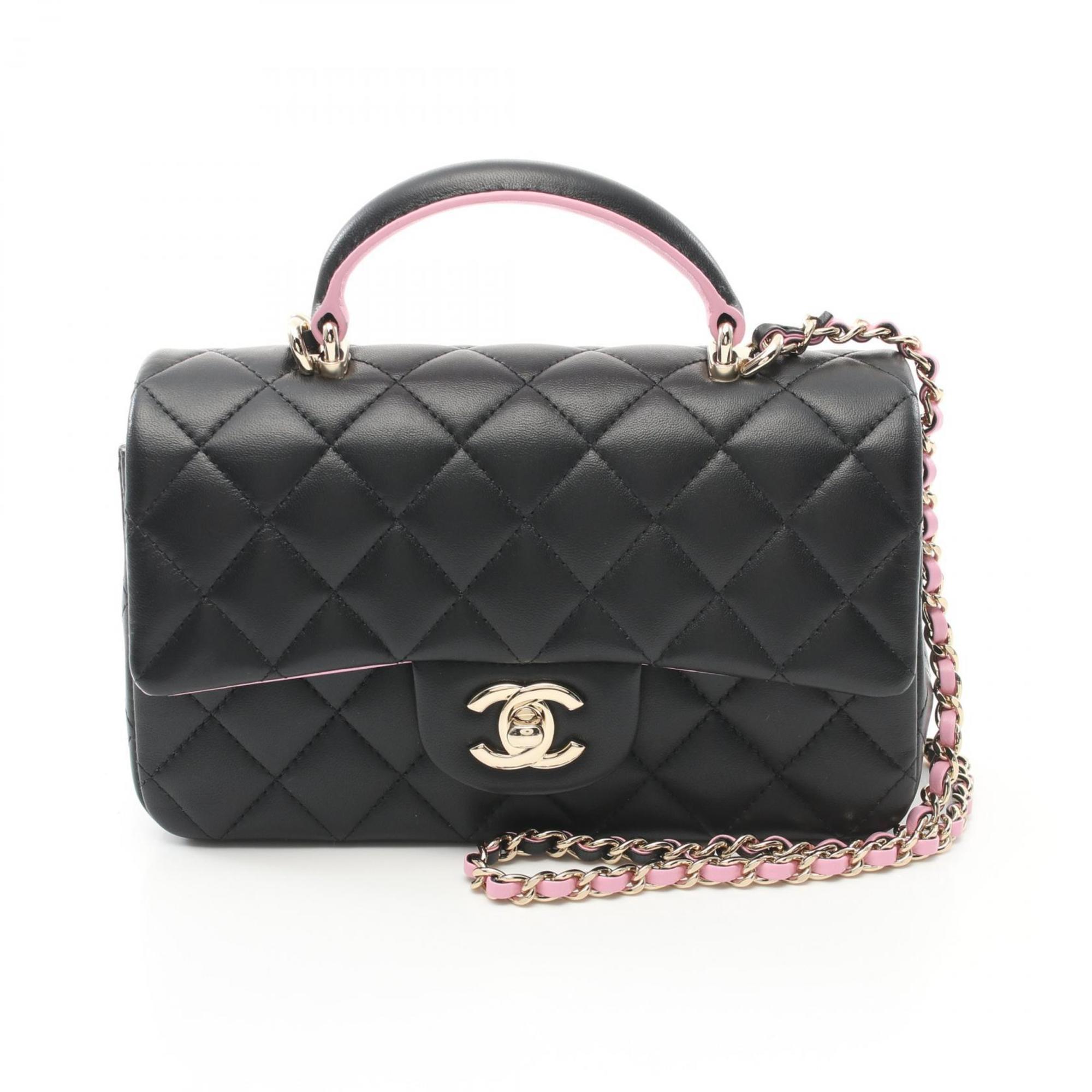 CHANEL Matelasse Shoulder Bag, Lambskin, Women's, Black