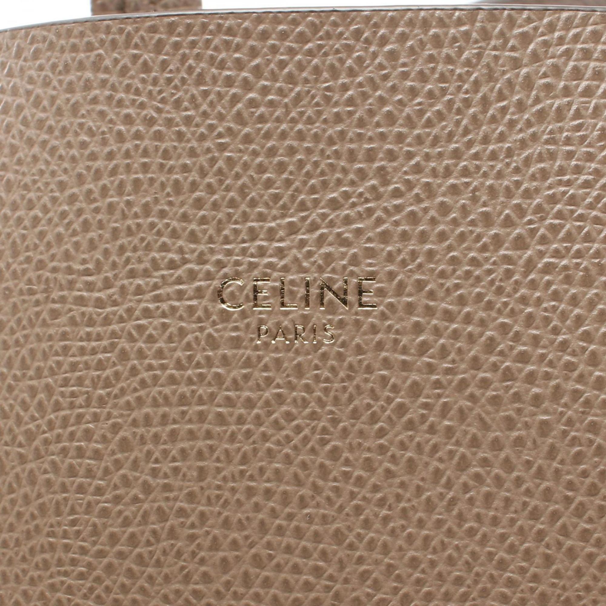 CELINE Vertical Small Cabas Tote Bag Leather Women's Beige 189813