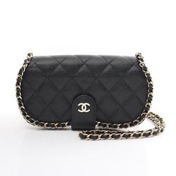 CHANEL Phone Shoulder Matelasse Bag Caviar Skin (Grained Calf) Women's Black