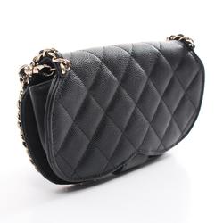 CHANEL Phone Shoulder Matelasse Bag Caviar Skin (Grained Calf) Women's Black