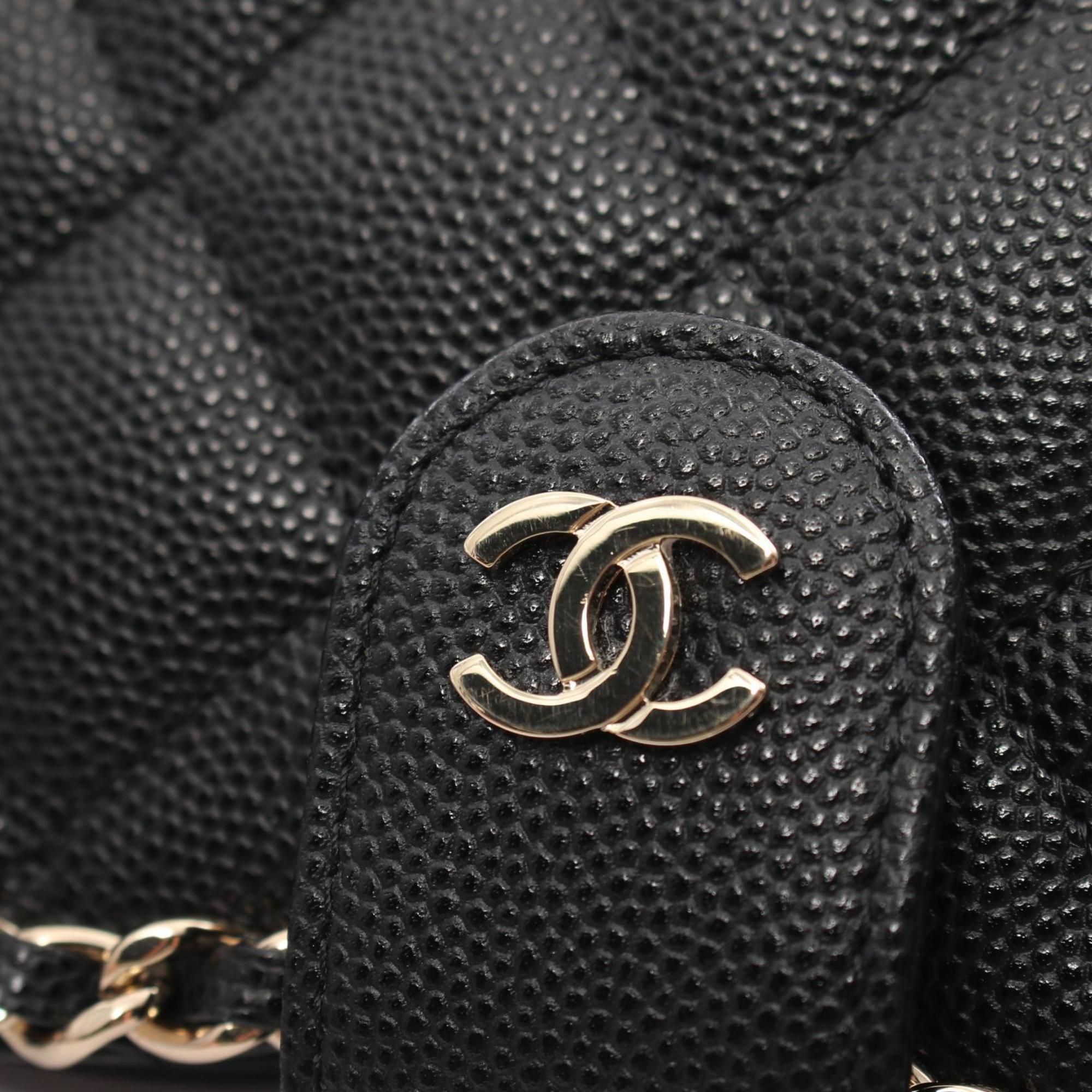 CHANEL Phone Shoulder Matelasse Bag Caviar Skin (Grained Calf) Women's Black