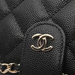 CHANEL Phone Shoulder Matelasse Bag Caviar Skin (Grained Calf) Women's Black