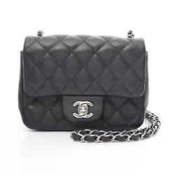 CHANEL Matelasse Shoulder Bag, Caviar Skin (Grained Calf), Women's, Black, A35200