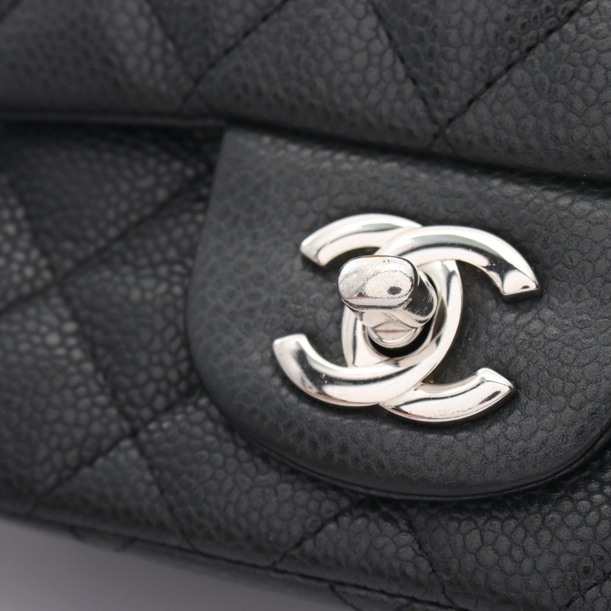 CHANEL Matelasse Shoulder Bag, Caviar Skin (Grained Calf), Women's, Black, A35200